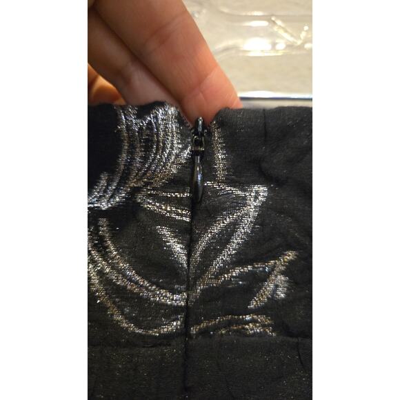 ML Monique Lhuillier Women's Strapless Naomi Jacquard Floral Minidress Black 10 - Picture 10 of 12